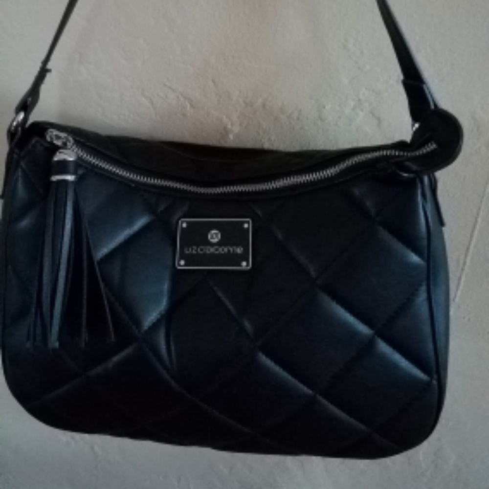 LIZ CLAIBORNE Black Purse Handbag Zipper Closure